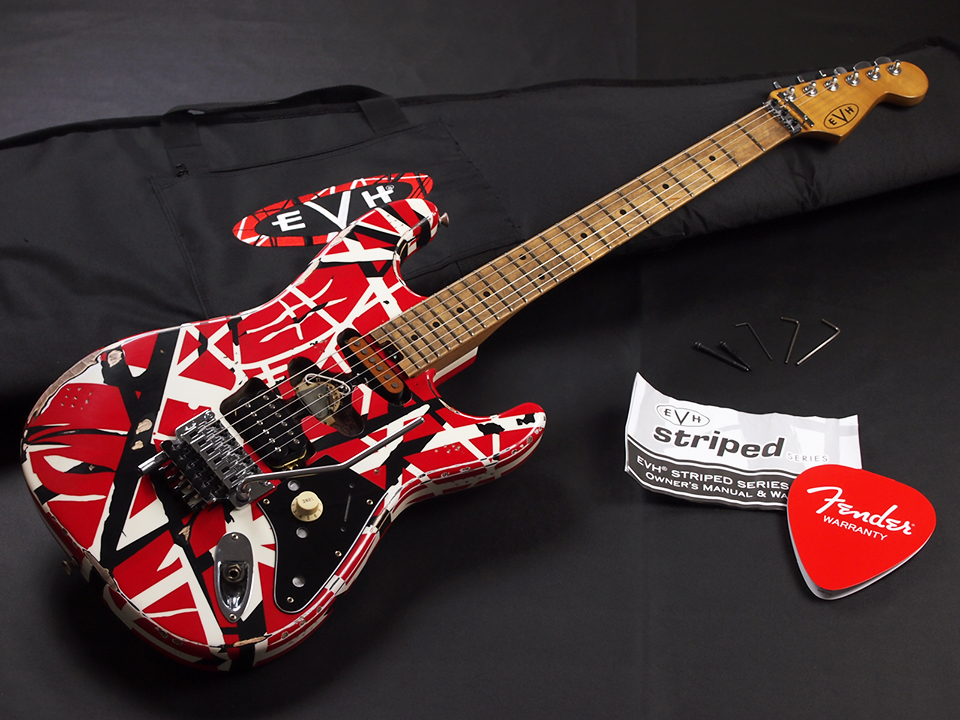 EVH Striped Series Frankie Maple Fingerboard Red with Black Stripes